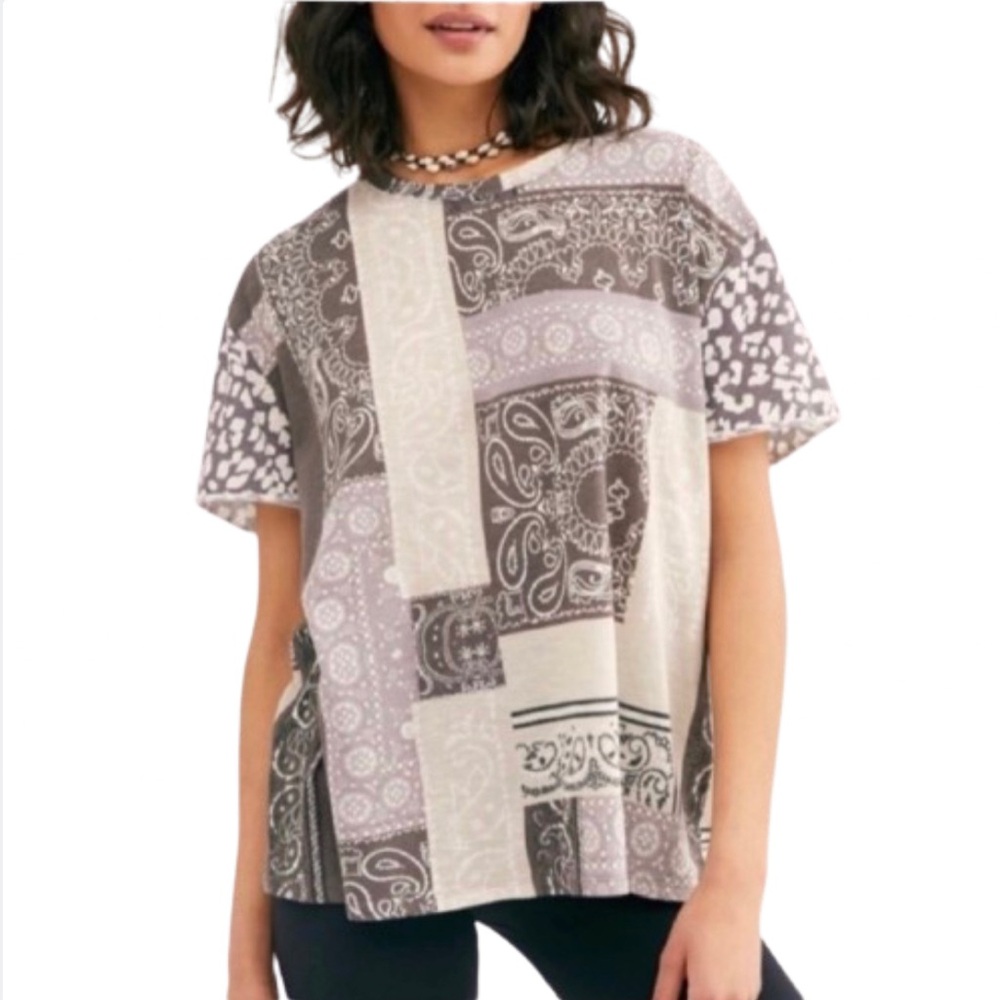 We The Free Clarity Patchwork Tee Size Small